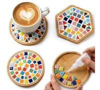 Nuyoach Diy Mosaic Tiles Kits For Crafts,2 Sets Glass Mosaic Craft Coaster Making Kits For Adults,Ceramic Mosaic Art Bulk Materials Package For Women Kid Seniors Handmade Gifts Home Decor Summer Party