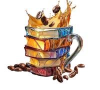 Nuytghr Breakfast Cereal Cup | Handmade 3D Colored Book Glass Tea Cup - Multifunctional Kitchen Supplies, Drinking Mugs for Reader Librarian Men Women Mother