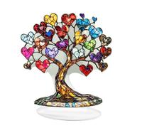 Nuytghr Decorative Tree Ornament, Colorful Seasonal Decor With Base, Valentine’s Days And Mother’s Day Table Decoration, Vibrant Acrylic Home Ornament For Desktop Or Indoor Use