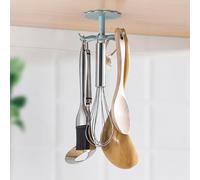 NUZAMAS 2 Pcs Utensil Holder Hooks 360° Rotating Folding Hanging Racks Wall Mounted Kitchen Hanger Oganiser Self Adhesive Under Cabinet Tools for Kitchen Bathroom