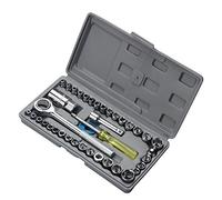 NUZAMAS 40pcs Socket Wrench Socket Set 1/2" 1/4" 3/8" Reversible Ratchet Handle DR Drive Ratchet Wrench BitsTool with Case