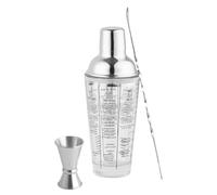 NUZAMAS Cocktail Making Set Glass Drink Shaker Cocktail Shaker Set 400ml Mixed Drink Shaker with Measurements Ice Shaker Mixing Glass Bar Tools