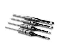 NUZAMAS HSS Mortising Chisel Set, 4 Pieces Set Woodworking Square Drill Bits Wood Hole Saw with Twist Drill (1/4", 5/16", 3/8", 1/2")