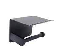 NUZAMAS Self Adhesive Toilet Paper Holder, Top Plate Phone Holder, Stainless Steel Wall Mount Drill Free, Black Toilet Roll Holder, Towel Hanger for Bathroom Kitchen Home
