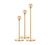 NUZAMAS Set of 3 Candlestick Holders Gold Candle Holder Taper Candle Holders Metal Vintage Modern Decoration for Home Decor Wedding Dinning Party Anniversary