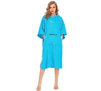 NUZAMAS Surf Poncho Changing Robe with Hood Cotton Mid-Sleeved Soft Quick Dry Wetsuit Changing Towel with Pocket for Surfing Beach Swimming