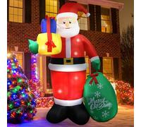 NUZEKY 8FT Inflatable Christmas Decorations Outdoor: Blow Up Santa Claus with Built-in LED Lights, Holiday Inflatables for Indoor Party Yard Lawn Garden Patio