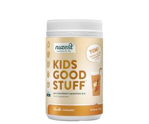 Nuzest - Kids Good Stuff - Vegan Smoothie Mix - Vanilla Caramel - Multivitamin Nutritional Supplement Protein Shake for Children - Dairy Free - Supporting Growth and Development - 225g (15 Servings)
