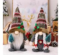 Nuziku 1/2Pcs Christmas Gonk, Handmade Christmas Gnome Holding a Christmas Tree in Hand,Creative Christmas Gnomes Decorations Plush Mini Gonk for Home Kitchen Farmhouse Tiered Tray