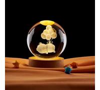 Nuziku 6cm Bright Ball Light, 3D Crystal Ball Light with LED Lamp Base, Balloon Pig Pattern Night Lights, Speciality & Decorative Lighting for Home Decor Kids Friends Family Festival Present