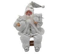 Nuziku Father Christmas Figures,35cm Sitting Christmas Santa Figures with Gift Bag and Prop,Handmade Exquisite Santa Claus Figures Christmas Ornaments for the Home Office Table Display