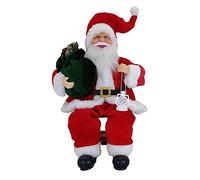 Nuziku Father Christmas Figures,35cm Sitting Christmas Santa Figures with Gift Bag and Prop,Handmade Exquisite Santa Claus Figures Christmas Ornaments for the Home Office Table Display