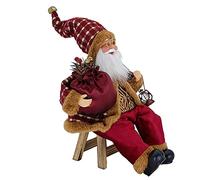 Nuziku Father Christmas Figures,35cm Sitting Christmas Santa Figures with Gift Bag and Prop,Handmade Exquisite Santa Claus Figures Christmas Ornaments for the Home Office Table Display