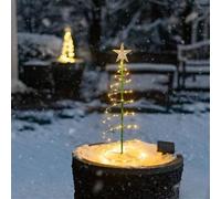 Nuziku Solar Christmas Tree Outdoor, 50cm LED Christmas Tree with Star Topper, Outdoor Xmas Trees, Garden Xmas Decorations for Pathway Lawn Patio Lawn Parterre Outside Decor (Warm White)