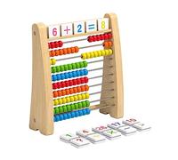 NUZKQLHZ Colorful Wooden Abacus Ten Frame Set Educational Counting Toy for Kids Gifts with cards set 1