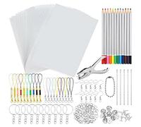 NUZKQLHZ Heat Shrink Plastic Sheets Set Shrinky Film for Keychain 198 Pieces