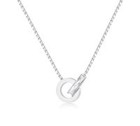 NUZON Silver Tone Interlocking Circle Necklace for Women 16’’