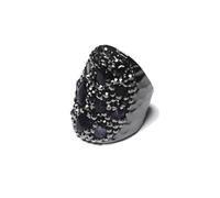 NUZUJX Boho Natural Stone Turquoise Druzy Open Rings Amethyst Crystal Agate Adjustable Ring, Natural Stone Gemstone, No Gemstone