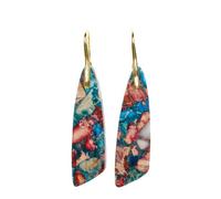 NUZUJX - healing natural stone beaded dangle earrings for women, Natural Stone Imperial Jasper Stainless Steel, Natural Stone