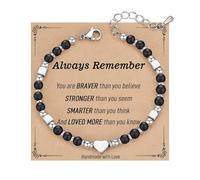 NUZUJX Tiny Beaded Heart Shape Bracelets for Women, Always Remember Valentines Day Gift, Unique Gifts for Women, Mom, Daughter, Wife, Coworker, Best Friend, Bestie, Granddaughter, One Size, no