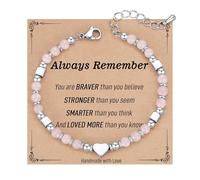 NUZUJX Tiny Beaded Heart Shape Bracelets for Women, Always Remember Valentines Day Gift, Unique Gifts for Women, Mom, Daughter, Wife, Coworker, Best Friend, Bestie, Granddaughter, One Size, no