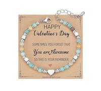 NUZUJX Tiny Beaded Heart Shape Bracelets for Women, Always Remember Valentines Day Gift, Unique Gifts for Women, Mom, Daughter, Wife, Coworker, Best Friend, Bestie, Granddaughter, One Size, no