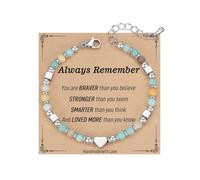 NUZUJX Tiny Beaded Heart Shape Bracelets for Women, Always Remember Valentines Day Gift, Unique Gifts for Women, Mom, Daughter, Wife, Coworker, Best Friend, Bestie, Granddaughter, One Size, no