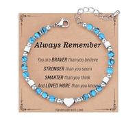 NUZUJX Tiny Beaded Heart Shape Bracelets for Women, Always Remember Valentines Day Gift, Unique Gifts for Women, Mom, Daughter, Wife, Coworker, Best Friend, Bestie, Granddaughter, One Size, no