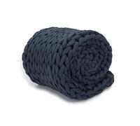 Nuzzie Chunky Knit Blanket - Breathable, Cooling, Hand Made Knit Throw Blanket for Sleep - Machine Washable, Stylish Decor Design (Dusty Blue, Queen | 22lbs | 60"x80")
