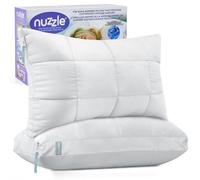 Nuzzle Cooling Adjustable Pillow for Side Sleepers, Luxury Standard Size Set of 2 Bed Pillow Hotel Collection - Best Adjust Height Soft Firm Pillow for Back, Stomach or Side Sleepers - Home Gifts