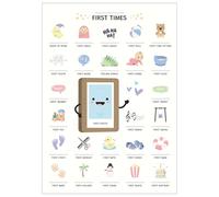 Nuzzle & Nest Baby First Times Milestone Chart, A3 Premium Card, Personalised Baby Memory Keepsake with Photo Space, 25+ Milestones Tracking, 42x29.7cm, Nursery Wall Art