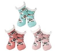 Nuzzles Kids Cosy Slipper Socks Pack of Three, Fleece Lined, Non-Slip Soles, Animal Designs, One Size, Ages 3+ (Sheep, UK Footwear Size System, Little Kid, Women, Alpha, Medium, One Size)