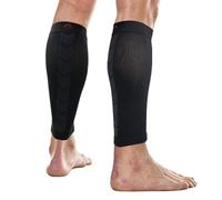 NV Compression 365 Calf Guards/Sleeves SMALL Steel/Black (PAIR) 20-30mmHg - For Sports Recovery, Shin Splints, Medical, Work, Flight - Running, Cycling, Gym