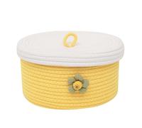 Nvanvmm 1 Pcs Small Cotton Rope Basket with Lid Round Woven Baskets Decorative Storage Baskets for Organizing Easy to Use Yellow
