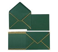 Nvanvmm 100 Pack A7 Envelopes 5 x 7 Card Envelopes V Flap Envelopes with Gold Borders for Cards, Invitations,(Dark Green)
