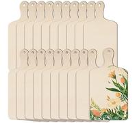 Nvanvmm 20pcs Wooden Mini Cutting Board with Handle Unfinished Wood Craft Mini Charcuterie Boards Paddle Blank Small Chopping Board for DIY Kitchen Decor Summer Supply 24 * 9cm (20, S)