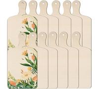 Nvanvmm 20pcs Wooden Mini Cutting Board with Handle Unfinished Wood Craft Mini Charcuterie Boards Paddle Blank Small Chopping Board for DIY Kitchen Decor Summer Supply 24 * 9cm (12, M)
