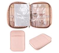 Nvanvmm Pink Portable Jewellery Bag Jewelry Travel Organizer for Necklaces, Earrings, Rings, Bracelets