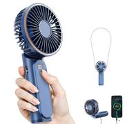 NVARUPC Portable Handheld Fan, 4000mAh, 180 Adjustable, 6 Speed Wind, USB Rechargeable Foldable Fan with Real-Time Electricity Display,Blue