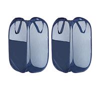 Nvatorfox 2 Pack Pop Up Storage and Laundry Hamper, Mesh Popup Laundry Hamper Portable, Durable Handles Collapsible for Storage and Easy to Open, for The Kids Room, College Dorm or Travel (Blue)
