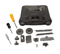 NVBCUY Replacement Translucent Case for N64 Retro Video Game Console, Compatible with All Regions, Transparent Black ABS Shell with Power Reset Buttons and Screwdriver Kit