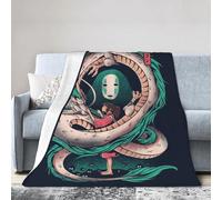 NVBCXVN Flannel Spirited Anime Away Toto'ro Blankets Lightweight Soft Warm Blanket Plush Air Conditioned Throw Blankets for Women Couch Bed Sofa Living Room Chair 80""x60"", Black 5