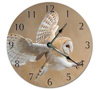 NVBFH43545 Marvelous Barn Owl Wooden Wall Clock Silent Modern Wall Clock for Living Room Bedrooms Children Rooms Wall Art 12x12 in