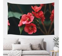 NVBYREFDS Beautiful Red Flowers 60x40in Tapestry – Soft Velvet Throw Blanket For Wall Decor, Room Decoration, Holiday Party Background – Durable Polyester Fabric With Hanging Accessories Included