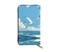 NVBYREFDS Birds and The Sea Double-Sided Full-Print Premium Wallet - Spacious Bifold Wallet for Women and Girls with Multiple Card Slots, Zippered Coin Pocket, Id, and Checkbook Compartments