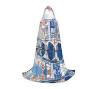 NVBYREFDS Bridges In The City Youth Hooded Cape - Fashionable All-Over Printed Cape With A Large Hood And Tie Design, Perfect For Halloween, Cosplay And Themed Parties