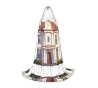 NVBYREFDS Castle Building Youth Hooded Cape - Fashionable All-Over Printed Cape With A Large Hood And Tie Design, Perfect For Halloween, Cosplay And Themed Parties