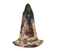 NVBYREFDS Cute Squirrel Youth Hooded Cape - Fashionable All-Over Printed Cape With A Large Hood And Tie Design, Perfect For Halloween, Cosplay And Themed Parties