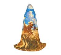 NVBYREFDS Dogs Running In The Fields Youth Hooded Cape - Fashionable All-Over Printed Cape With A Large Hood And Tie Design, Perfect For Halloween, Cosplay And Themed Parties