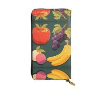 NVBYREFDS Grapes, Bananas, Apples Double-Sided Full-Print Premium Wallet - Spacious Bifold Wallet for Women and Girls with Multiple Card Slots, Zippered Coin Pocket, Id, and Checkbook Compartments